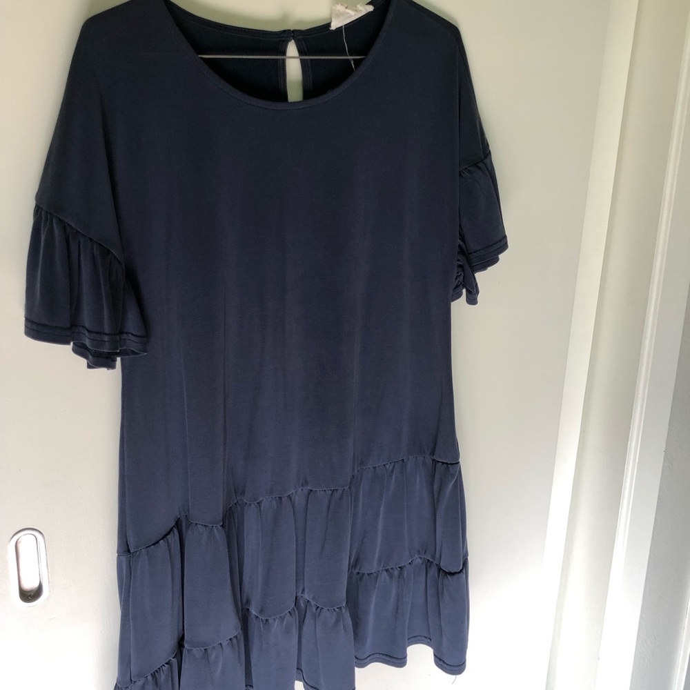 Tiered ruffle mini shift dress